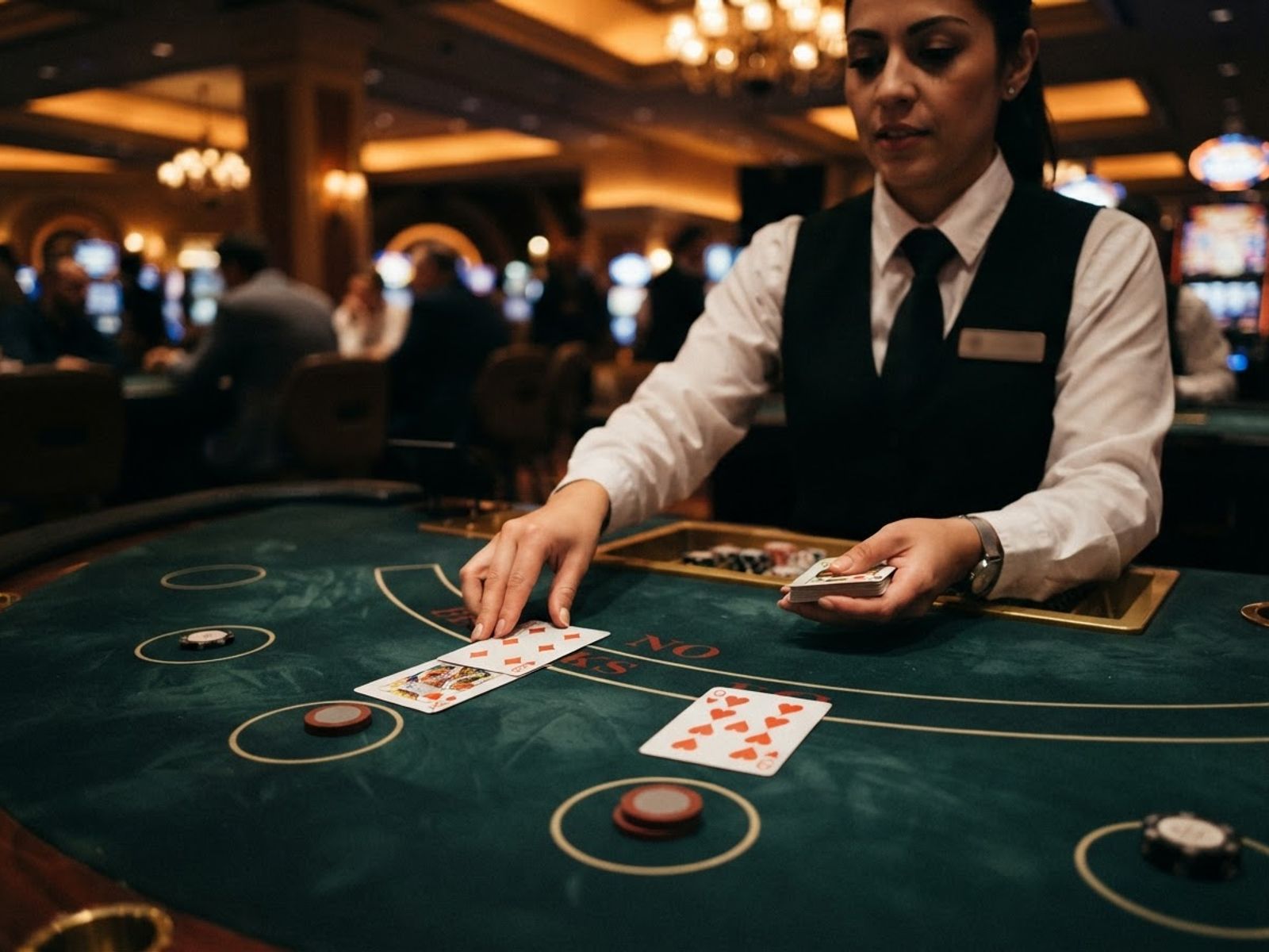 Cartas de blackjack sobre la mesa de casino